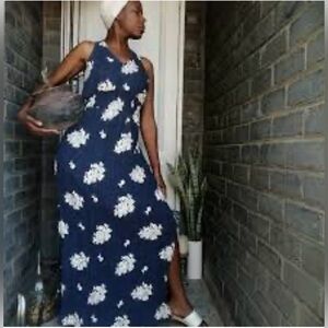 Westport Blue and White Sleeveless Maxi Sundress….662